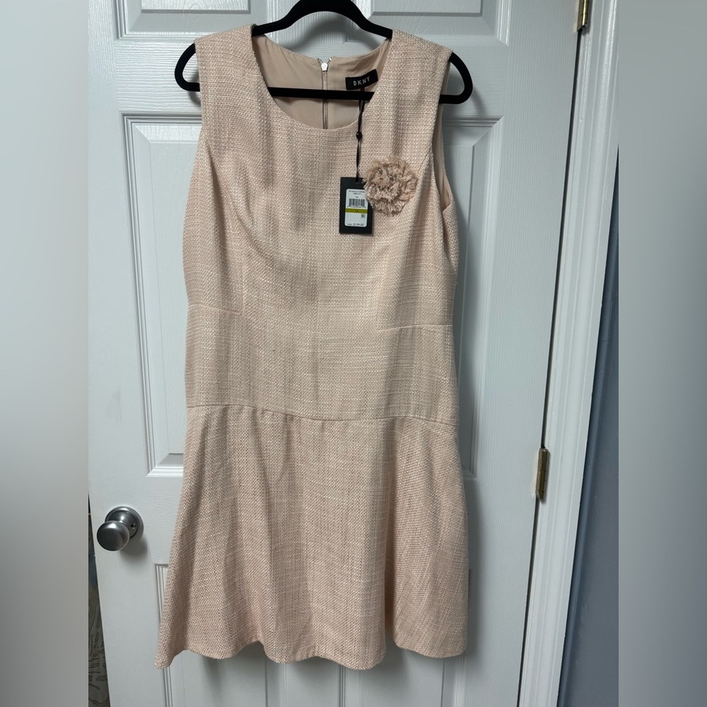 DKNY Pale Blush Sleeveless Fit-and-Flare Midi Dress